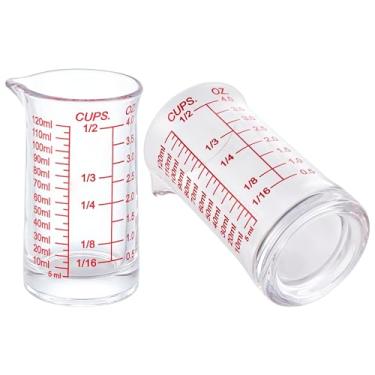 Imagem de Copo medidor de vidro Ackers de 118 ml – Copo de shot com onça, ml, marcações de copos para cozinha e bar (pacote com 2)