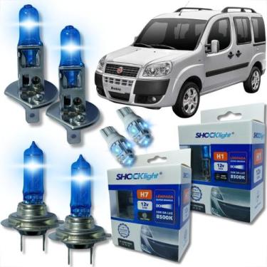 Imagem de Kit lâmpada shocklight super branca farol alto baixo e lanterna h1 h7 