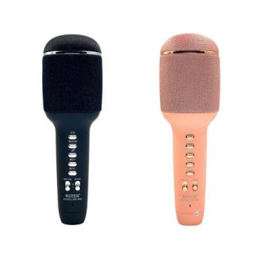 Imagem de Kit 2 Caixa de Som e Microfone Sem Fio Karaokê Repórter Youtuber WS-90