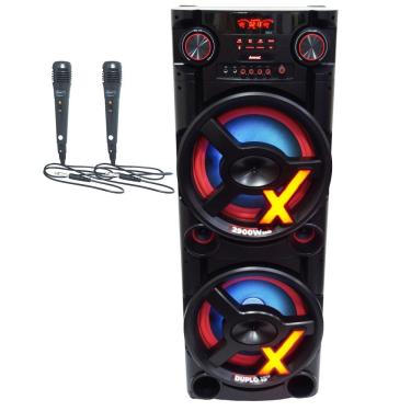 Imagem de Caixa Som Amplificada Bluetooth 2900W Rms Woofer 15´´ Usb Led Bivolt 2 Microfones Amvox Aca 2900 New