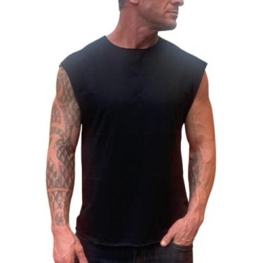 Imagem de Regata machão lisa masculina  malha 100% algodão camiseta casual fitne