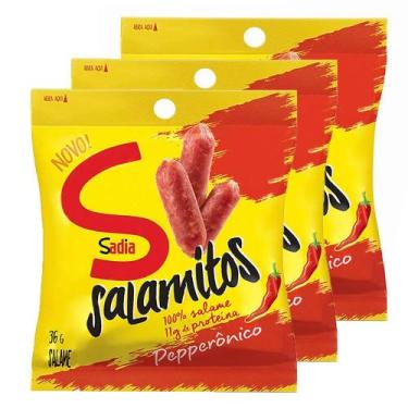 Imagem de Salamitos Sadia Pepperônico com 36g  Kit com três unidades