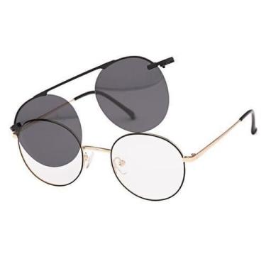 Imagem de Armação Óculos Clipon 2 Em 1 Grau Masculino Redondo Déli - Shark Óculo