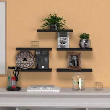 Imagem de Kit 5 Prateleira Lisa Nicho MDF - BAZAR DOS QUADROS, Preto
