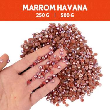 Imagem de Meia Pérola Irisada Marrom Havana - 80 - Pacote com 500/250 Gramas  - 