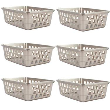 Imagem de Kit 6 Cestos Multiuso Organizador Médio Cinza 20x15,5x6,5Cm - 123 Orga