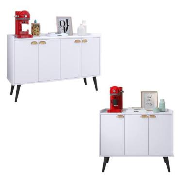 Imagem de Kit Aparador Sala Retrô 3 Portas Cantinho Café Truzzi e Buffet Armário