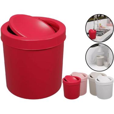 Imagem de Cesto Multiuso Com Tampa Basculante Lixeira Plástica Para Lavabo Cozin