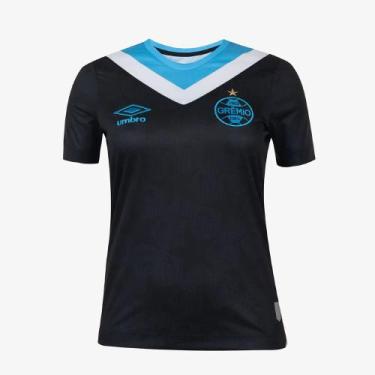 Imagem de Camisa Grêmio Umbro 2024 Uniforme 3 Torcedora - Feminina, GG, Preto