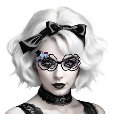 Imagem de Óculos Temático Halloween Flor Caveira Mexicana + Batom Preto - A.Cat,