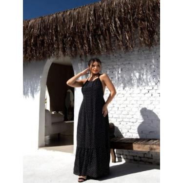 Imagem de Vestido longo costa nua viscolinho verão. cod:2076 - LALOKA, Preto, Br