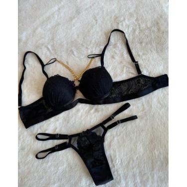 Imagem de Conjunto calcinha e sutiã glamour - ANA JULIA  MODA INTIMA, Preto, un