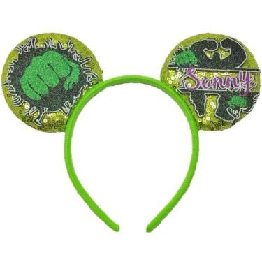 Imagem de ZHENNAN Bandanas de orelhas de rato para mulheres, orelhas verdes de super-herói com glitter para homens, fantasias de desenho animado, eventos temáticos, lembrancinhas de festa de aniversário,