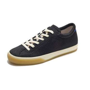 Imagem de Rothy's Tênis de cadarço feminino, casual, moderno, feito de garrafas de plástico reciclado e lavável na máquina, Preto, 37