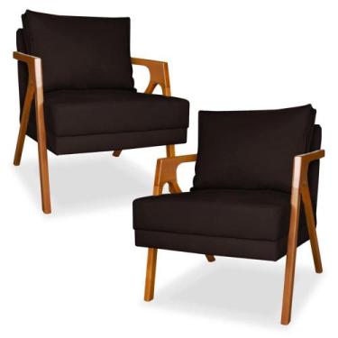 Imagem de Kit 2 Cadeiras Decorativas para Sala de Estar Mona Suede - Porto Decor