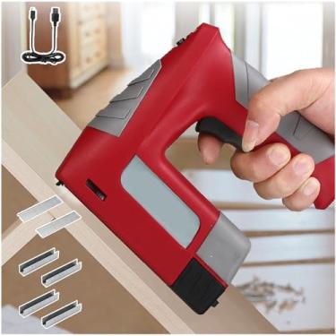 Imagem de 星姿 Pistola de pregos elétrica portátil com interruptor de segurança 1 kg, conjunto de pistola de pregos para decoração de interiores USB, 3 métodos de pregos, 2000 mah, carregador portátil de 4,2 V,