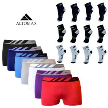 Imagem de Kit 6 Cuecas Boxer Microfibra Sem Costura + 12 meias Altomax, Sortidas