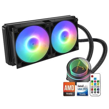 Imagem de greenDracaena Dracaena Aio CPU Cooler, Controle Remoto de Mudança de Cor, Radiador de 240 Mm, Ventiladores Argb Pwm Silenciosos Menos de 27Dba, Compatível com Amd Am5/Am4-Intel Lga 1700/1200/115X, Tec