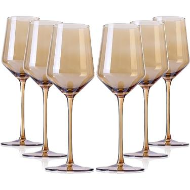 Imagem de comfit Taças de Vinho Âmbar - Conjunto de Taças de Vinho Coloridas com 6 Taças de Vinho Coloridas de Cristal com Haste Longa e Borda Fina, Taças de Vinho Branco, Taças de Vinho Coloridas Perfeitas Par