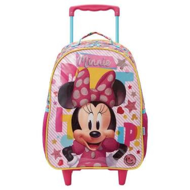 Imagem de Mochila de Rodinhas Infantil Tamanho G Minnie Pink Gliter X1 Xeryus 13