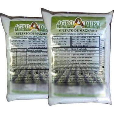 Imagem de Fertilizante Sulfato De Magnésio 2kg Adubo Ferti Hidroponia - AGROADUB