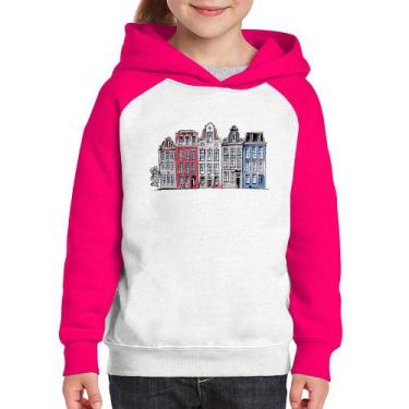 Imagem de Moletom Infantil Amsterdam - Foca na Moda, Branco, Rosa, 8