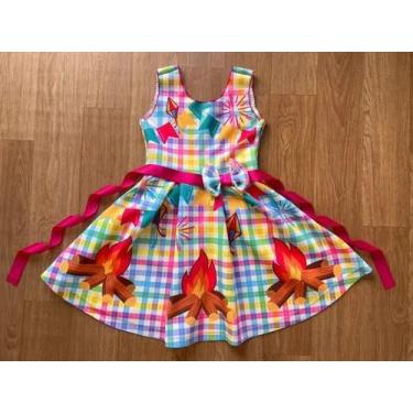 Imagem de Vestido Infantil Festa Junina Xadrez Com Fogueira Neoprene - Anali, 6,