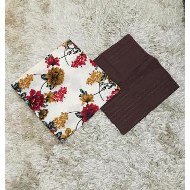 Imagem de KIt 4 capas de almofada florida marrom - RTK Magazine