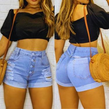 Imagem de Short Jeans Claro 4 botoes - Atacado da Moda, 42, Jeans