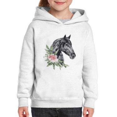Imagem de Moletom Infantil Cavalo e Flores - Foca na Moda, Branco, 6