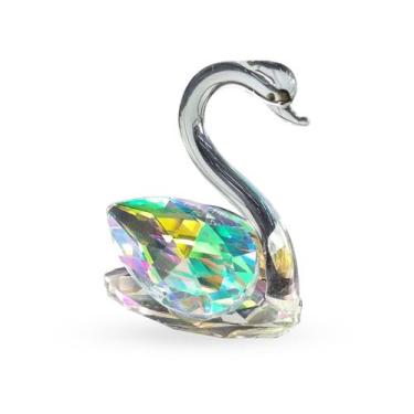 Imagem de Enfeite Decorativo Ornamento Estatueta Cisne de Vidro Cristal Efeito P