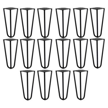 Imagem de Kit 16 Pés de Metal 15 CM Hairpin Legs Mesas de Centro Puffs Preto G41
