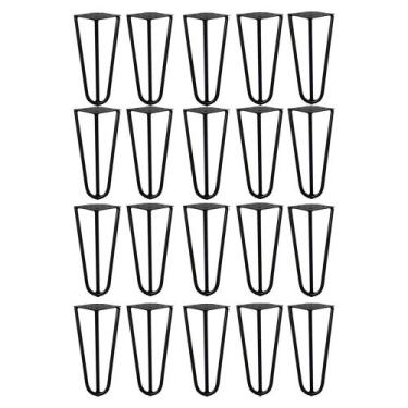 Imagem de Kit 20 Pés de Metal 15 CM Hairpin Legs Mesas de Centro Puffs Preto G41