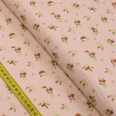 Imagem de Tecido Estampado para Patchwork - Florescer : Mini Rosa E Verde (0,50x