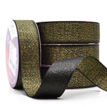 Imagem de Fita de Cetim Com Lurex Ouro Nº 05 22mm Com 10 Metros - Cinderela, PRE
