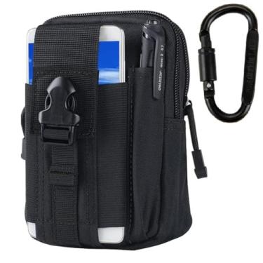 Imagem de Bolsa de cintura tática EDC Molle bolsa de cintura cinto carteira de telefone bolsa coldre bolsa de transporte ao ar livre bolsa universal para ferramentas de smartphone com mosquetão de liga de