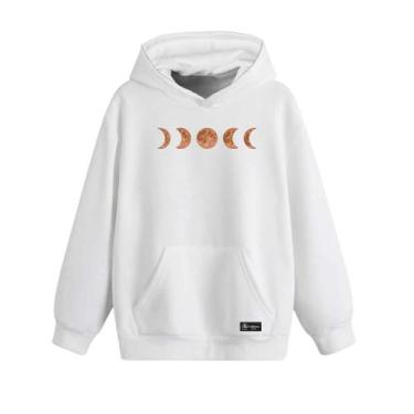 Imagem de Blusão Moletom Canguru Fases da Lua Infantil Personalizado com Capuz e