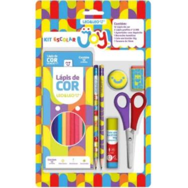 Imagem de Kit Material Escolar Infantil Lápis De Cor Leo & Leo Jardim 7 Peças Smille