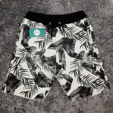 Imagem de Bermuda Moletom Masculina Floral Branco - Tamanho 52 a 54 ( Tam. XXG )