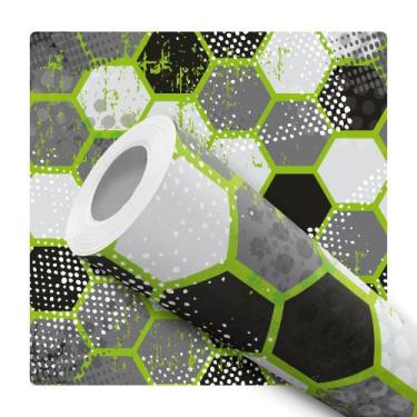 Imagem de Papel de Parede Vinílico Bola Futebol Geométrico Quarto Menino 5m - DE