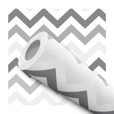 Imagem de Papel de Parede Adesivo Chevron Cores Suaves Branco Cinza Infantil Beb