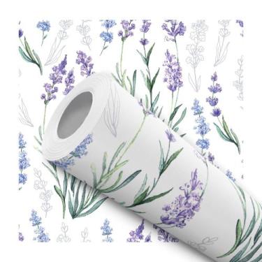 Imagem de Papel de Parede Adesivo Lavanda Lilás Floral Minimalista Moderno Quart
