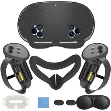 Imagem de MTomatoVR 7 in 1 Silicone Cover Set for Meta Quest 3S, VR Accessories with Controller Grips, Face Cover, Lens Protector (Black, for Quest 3s)