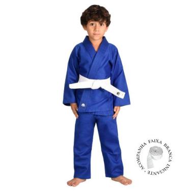 Imagem de Kimono de Judo Jui-Jitsu Infantil MKS Seitô Azul com faixa Branca, 140