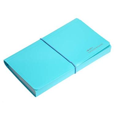 Imagem de BTKSY Pasta de arquivos expansível – Novo organizador de arquivos de 13 bolsos de acordeão prático para recibos, cupons, cartões, bilhetes de imposto, item de arquivo, pasta de armazenamento, cheque, carteira de plástico para acordeão, Azul