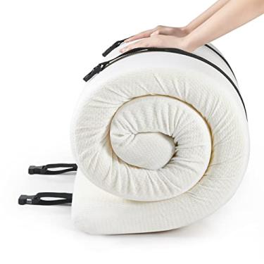 Imagem de Jamdok Topper de colchão de berço, colchão de acampamento dobrável, tapete de dormir portátil, almofada de colchão ventilado duplo estreito de alta densidade (190 x 76 x 76 cm)