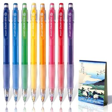 Imagem de Pilot Color Eno Conjunto de lápis de cor mecânica apagável de 0,7 mm, 8 cores, importação japonesa, cores vivas e escrita sem manchas, ideal para anotações, esboços, com notas adesivas Hokusai Ukiyo-e