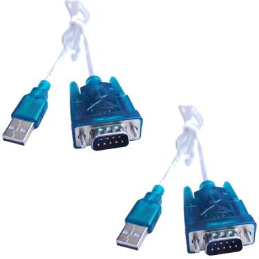 Imagem de Cabo adaptador HL-340 USB para RS232 de 9 pinos, pacote com 2, conversor USB para porta serial com conector macho DB9, aperto de mão automático, compatível com Windows e dispositivos antigos