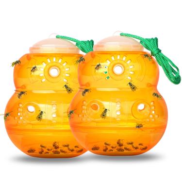 Imagem de Landisun Armadilhas para vespas, armadilhas, apanhador, 2 peças, vespas, exterminador, apanhador de insetos, para uso ao ar livre, não tóxico, reutilizável, vespão, jaqueta amarela, para pendurar