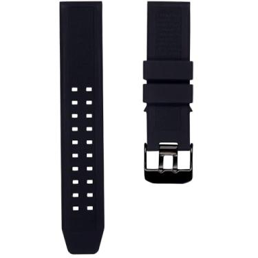 Imagem de CACA Watchband - Pulseira de Relógio de Silicone Borracha à Prova D'água 23 mm Preta/Prata para Luminox 3050 3060 3080 3180 4200 6400 8820 3950 Series - Fivela Preta/Prata